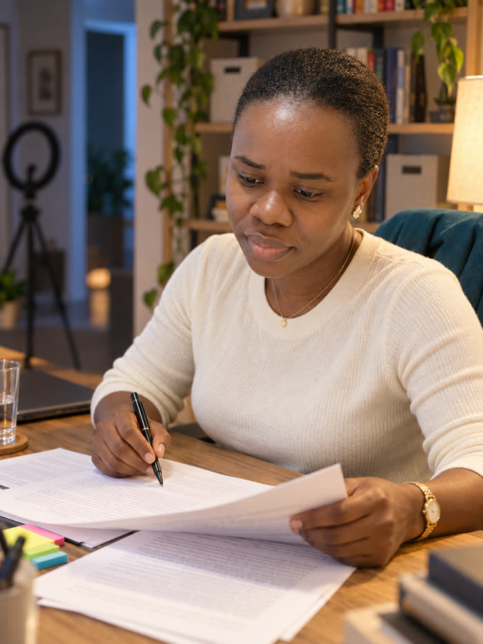 Agent reviewing paperwork